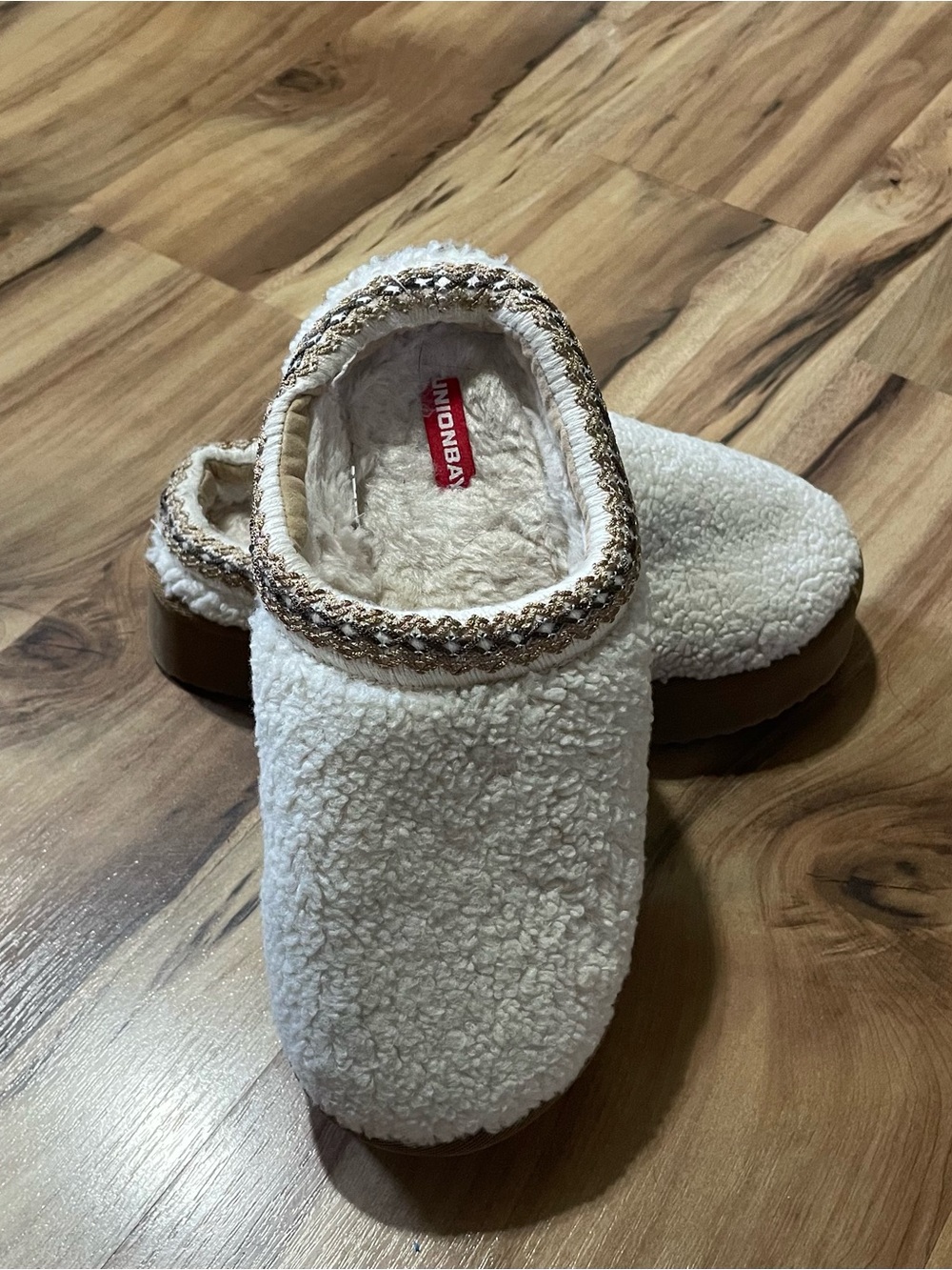 Unionbay Fleece Padma Platform Slippers Sz 7